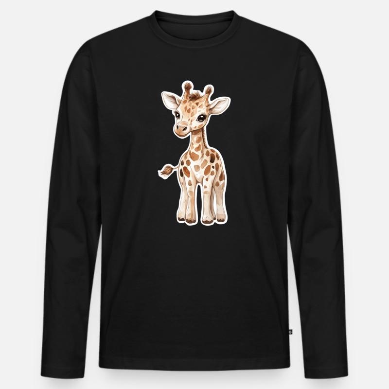 Giraffe - Männer Premium Bio Langarmshirt - Schwarz
