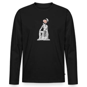 Gedanken Skulptur  - Männer Premium Bio Langarmshirt - Schwarz - Vorne - Nico (187cm)