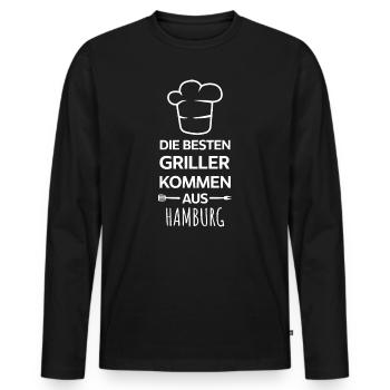 Les meilleurs barbecues viennent de Hamburg Design - T-shirt manches longues Premium bio Homme - noir - Devant - Nico (187cm)