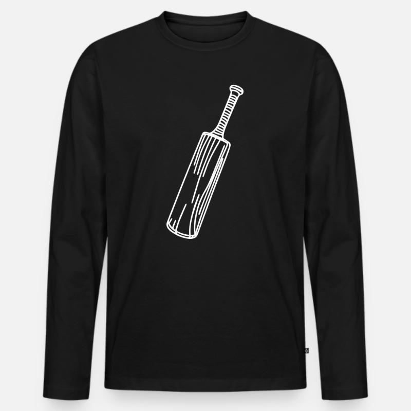 Kricketschläger Zeichnung - Männer Premium Bio Langarmshirt - Schwarz