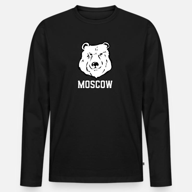 Moskau - Männer Premium Bio Langarmshirt - Schwarz