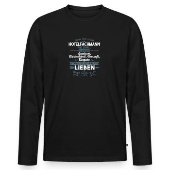 Lieben was man tut - Hotelfachmann - Männer Premium Bio Langarmshirt - Schwarz - Vorne - Nico (187cm)