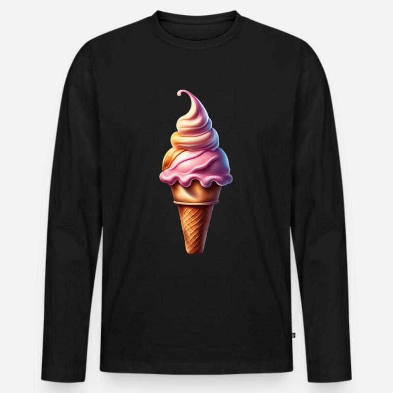 Süße Eiswaffel - Männer Premium Bio Langarmshirt - Schwarz