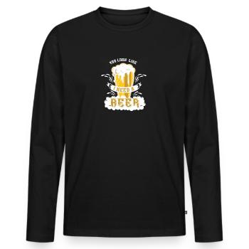 Du siehst aus als würde ich ein Bier vertragen - Männer Premium Bio Langarmshirt - Schwarz - Vorne - Nico (187cm)