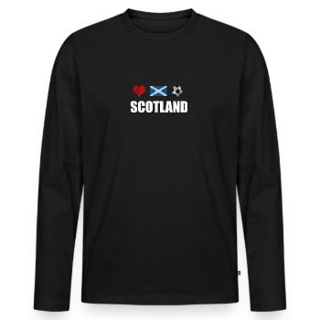 Scotland Football Shirt - Scotland Soccer Jersey - Men's Premium Organic Long Sleeve Shirt - black - Front - Nico (187cm)