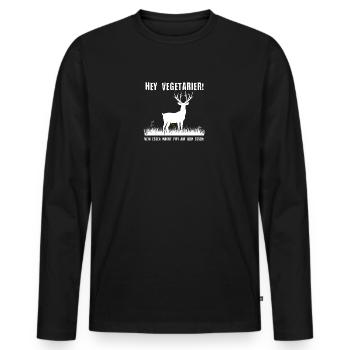 Hey Vegetarier Jäger Jägerin Shirt - Männer Premium Bio Langarmshirt - Schwarz - Vorne - Nico (187cm)