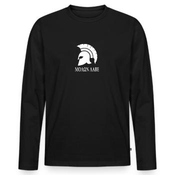 Molon labe Sparta Spartan helmet gift battle - Men's Premium Organic Long Sleeve Shirt - black - Front - Nico (187cm)
