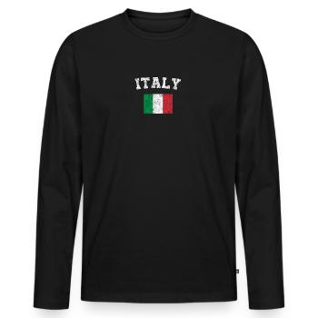 Drapeau italien Shirt - Vintage Italie T-shirt - T-shirt manches longues Premium bio Homme - noir - Devant - Nico (187cm)