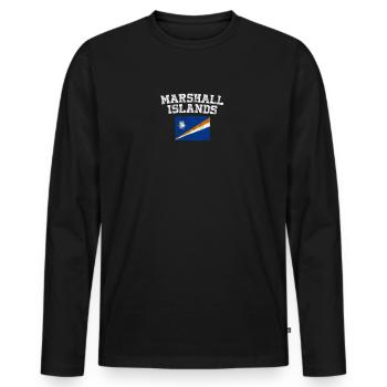 Marshallese Flag Shirt - Vintage Marshall Islands - Men's Premium Organic Long Sleeve Shirt - black - Front - Nico (187cm)