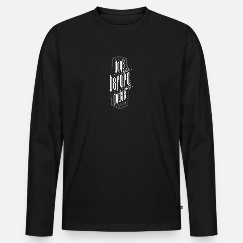Hunde vor Typen - Männer Premium Bio Langarmshirt - Schwarz