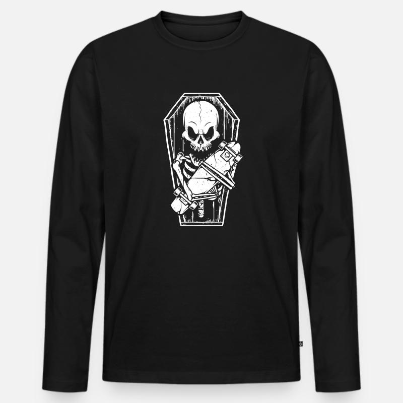 Skateboard Skull - Skate - Männer Premium Bio Langarmshirt - Schwarz