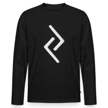 Futhark Runic Alphabet Jara - Men's Premium Organic Long Sleeve Shirt - black - Front - Nico (187cm)