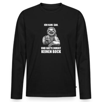Lustiger sarkastischer Faultier-Spruch - Männer Premium Bio Langarmshirt - Schwarz - Vorne - Nico (187cm)
