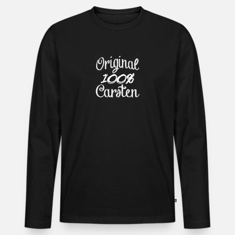 Original 100% Carsten - Männer Premium Bio Langarmshirt - Schwarz