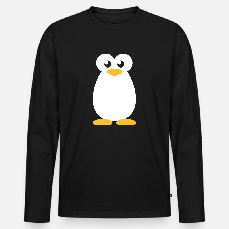 Pinguin - Männer Premium Bio Langarmshirt - Schwarz