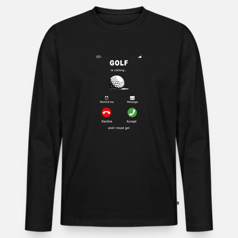 Golf is calling. Golf, Minigolf, Golfball - Männer Premium Bio Langarmshirt - Schwarz