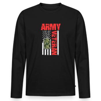 Military Soldier Veteran's Day - Thank You Army - Men's Premium Organic Long Sleeve Shirt - black - Front - Nico (187cm)