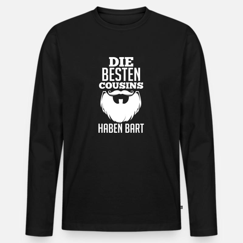 Bart Cousin - Männer Premium Bio Langarmshirt - Schwarz