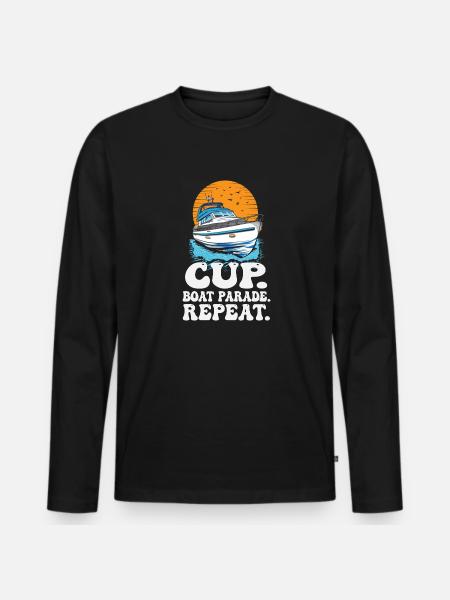 Motorboating Drinking Party Cup Boat Parade - Männer Premium Bio Langarmshirt - Schwarz