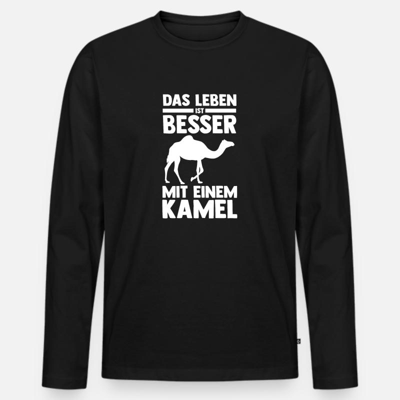 Kamel - Männer Premium Bio Langarmshirt - Schwarz