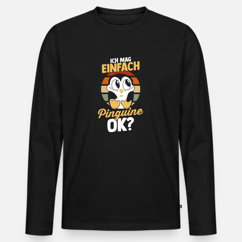 Pinguin - Männer Premium Bio Langarmshirt - Schwarz