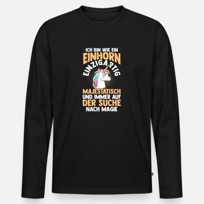 Einhorn - Männer Premium Bio Langarmshirt - Schwarz