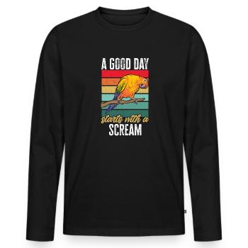 Parakeet, Parrot, Parakeet, Bird - Men's Premium Organic Long Sleeve Shirt - black - Front - Nico (187cm)