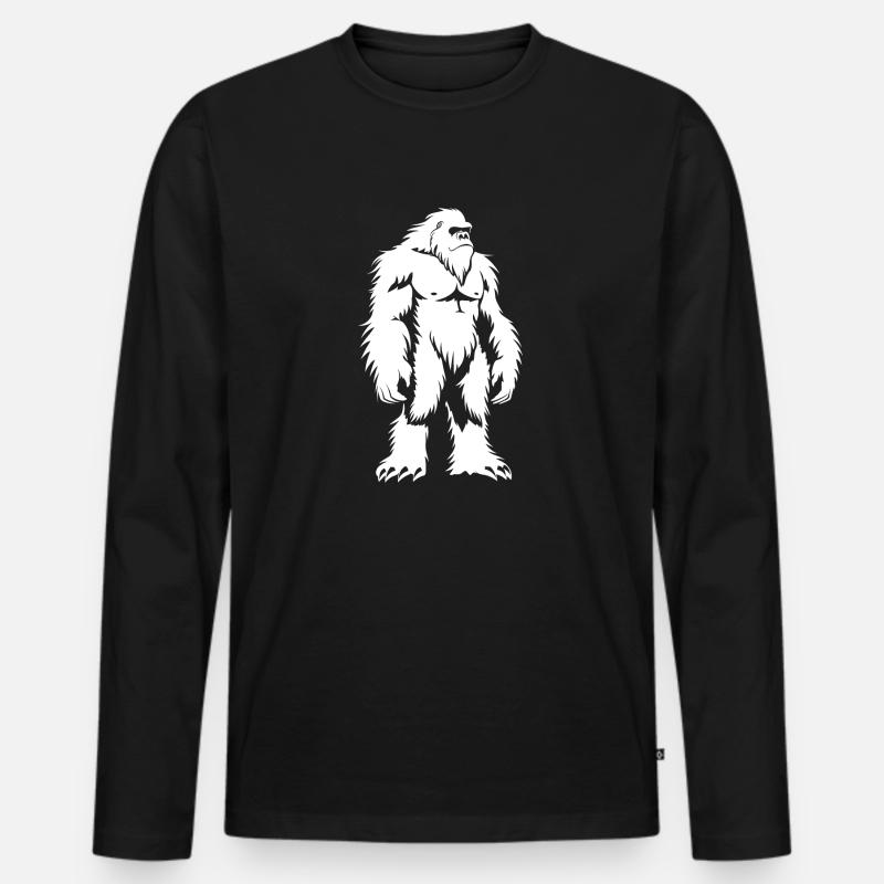 Yeti - Männer Premium Bio Langarmshirt - Schwarz
