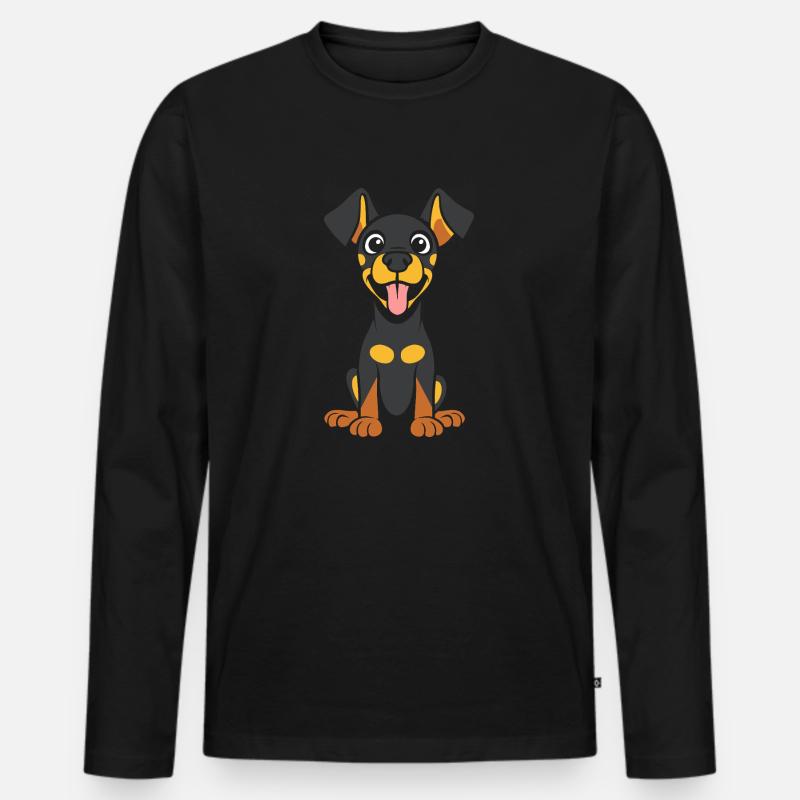 Dobermann - Männer Premium Bio Langarmshirt - Schwarz