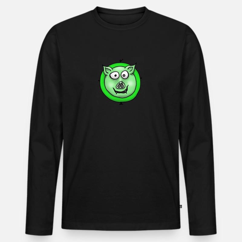 Schwein grün - Männer Premium Bio Langarmshirt - Schwarz