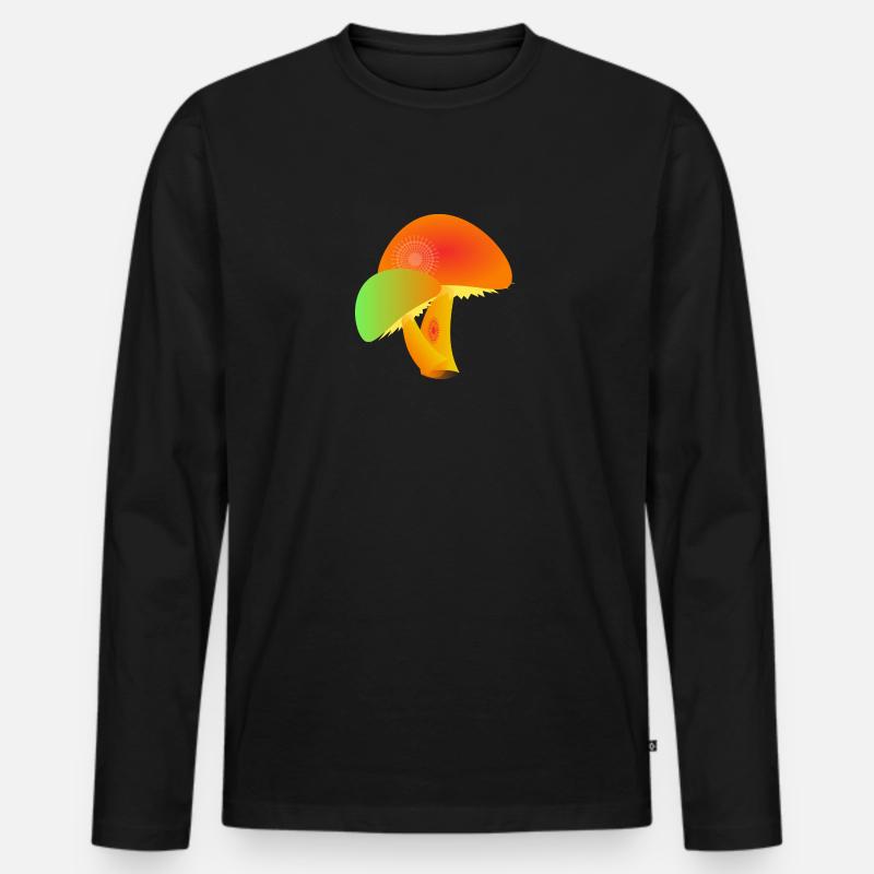 Pilze - Männer Premium Bio Langarmshirt - Schwarz