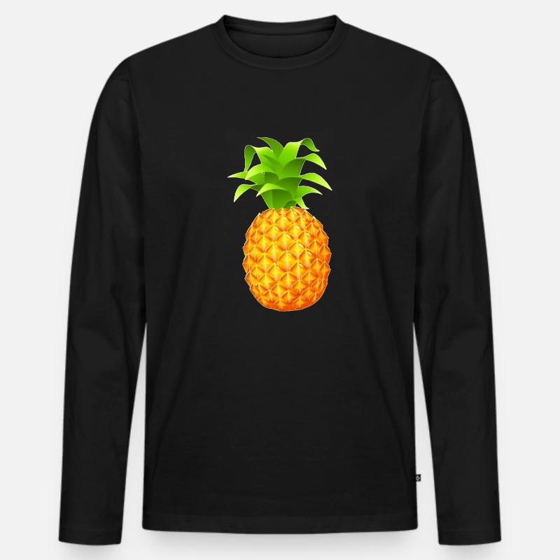 Ananas - Männer Premium Bio Langarmshirt - Schwarz