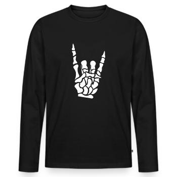 Main de cornes de diable - squelette - os - métal - T-shirt manches longues Premium bio Homme - noir - Devant - Nico (187cm)