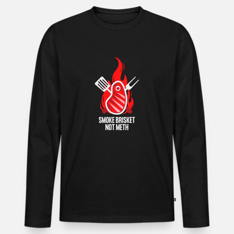 RAUCHBRISKET NICHT METH - Männer Premium Bio Langarmshirt - Schwarz