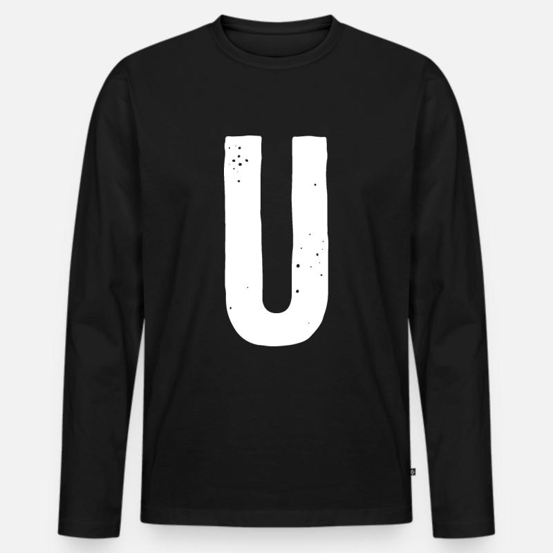 U-Buchstabe - Männer Premium Bio Langarmshirt - Schwarz
