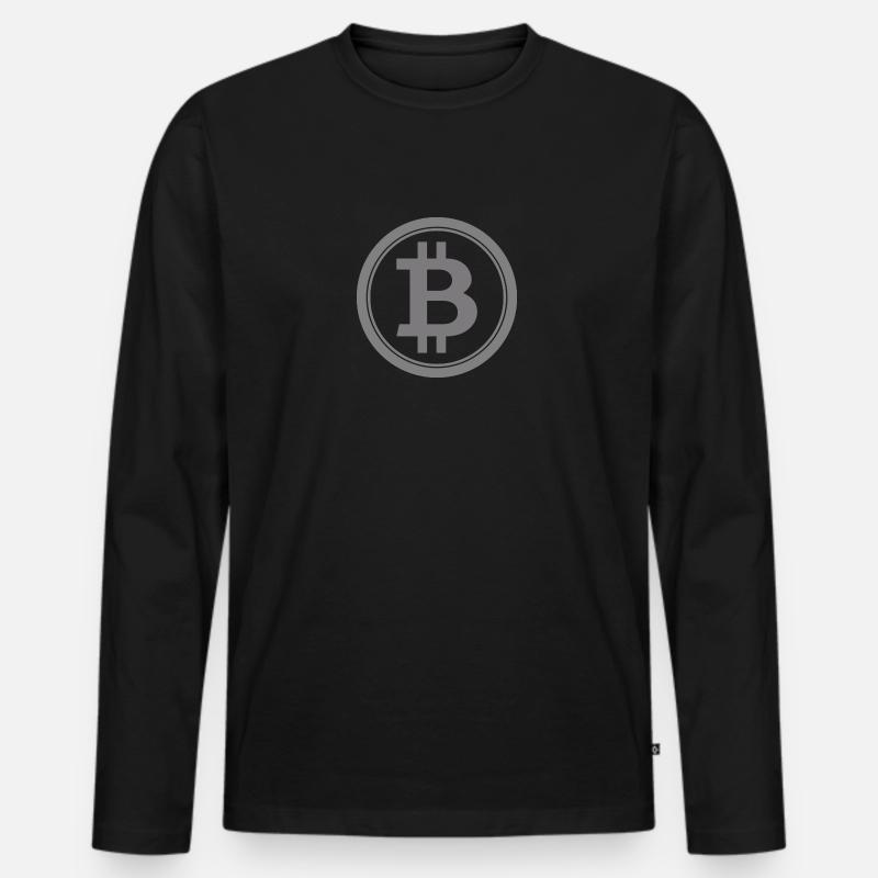 Bitcoin Logo 3 - Männer Premium Bio Langarmshirt - Schwarz
