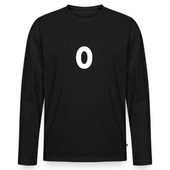 0, Nombre 0, 0, zéro, numéro zéro, zéro - T-shirt manches longues Premium bio Homme - noir - Devant - Nico (187cm)