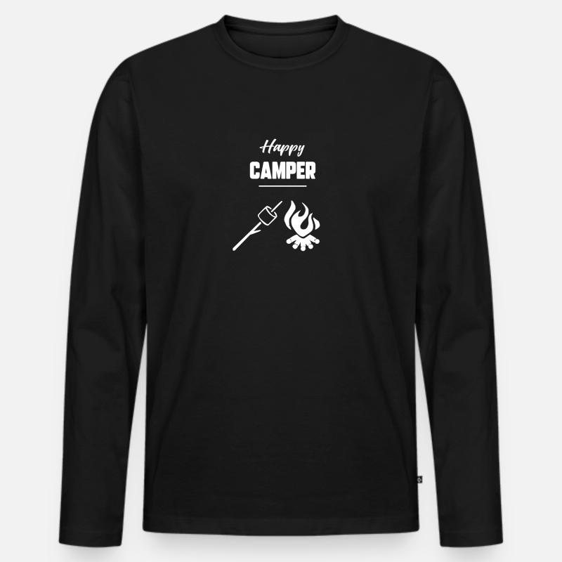 Glücklicher Camper - Männer Premium Bio Langarmshirt - Schwarz