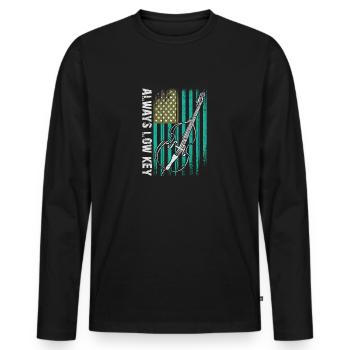 Plus de contrebasse basse avec drapeau américain - T-shirt manches longues Premium bio Homme - noir - Devant - Nico (187cm)