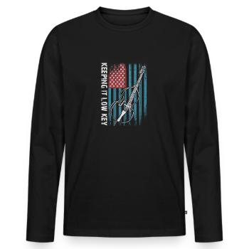 Plus de basses - pas d’aigus - contrebasse avec drapeau - T-shirt manches longues Premium bio Homme - noir - Devant - Nico (187cm)