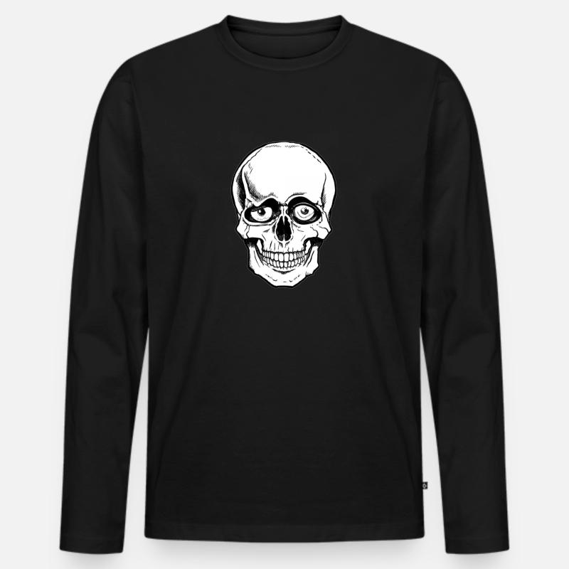 Crazy Skull - Männer Premium Bio Langarmshirt - Schwarz