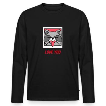 Je t’aime raton laveur - T-shirt manches longues Premium bio Homme - noir - Devant - Nico (187cm)