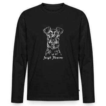 Portrait d'un chien de Wilsign's Irish Portrait - T-shirt manches longues Premium bio Homme - noir - Devant - Nico (187cm)