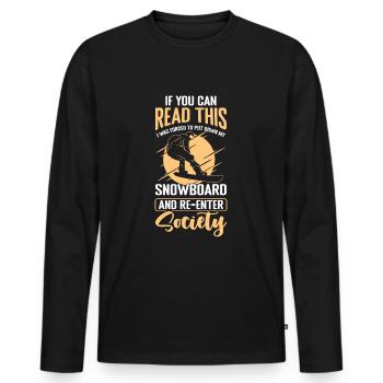 Snowboard Sport Vacances d’hiver - T-shirt manches longues Premium bio Homme - noir - Devant - Nico (187cm)