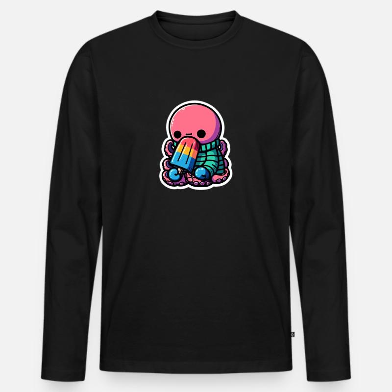 Popsicle octopus - Männer Premium Bio Langarmshirt - Schwarz