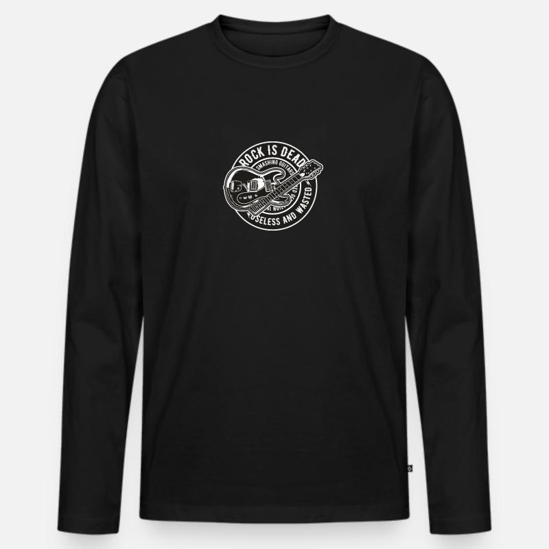 Rock Is Dead - Männer Premium Bio Langarmshirt - Schwarz