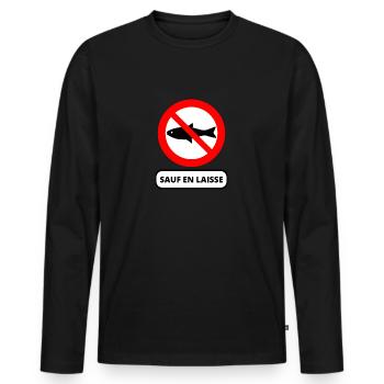 poisson interdit - T-shirt manches longues Premium bio Homme - noir - Devant - Nico (187cm)