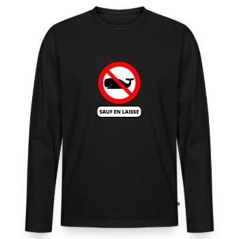 baleine interdite - T-shirt manches longues Premium bio Homme - noir - Devant - Nico (187cm)