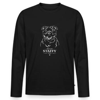 Staffy Dad Staffordshire Bullterrier Hund Wilsigns - Männer Premium Bio Langarmshirt - Schwarz - Vorne - Nico (187cm)