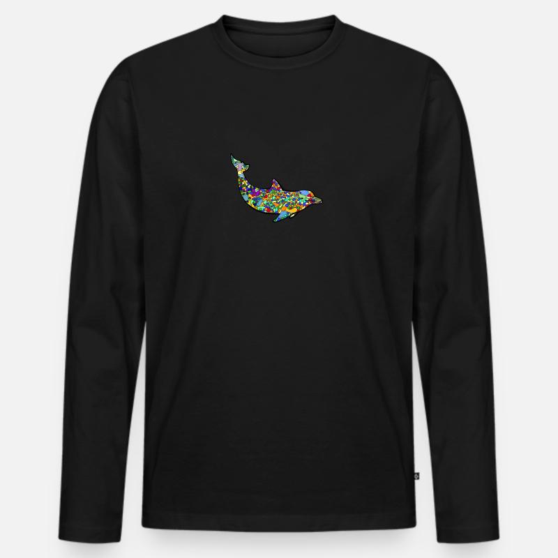 Dolphin - Delfin - Männer Premium Bio Langarmshirt - Schwarz
